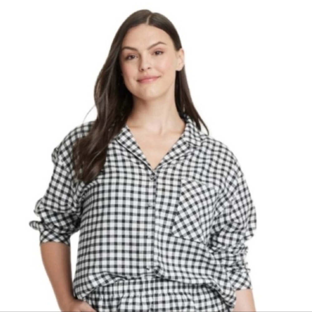 Women's Flannel Long Sleeve Pajama Top - Auden - M